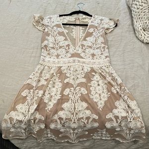 For Love And Lemons Cream Floral Mini Dress